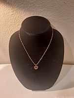 Necklace displayed on black bust showing full chain and pendant