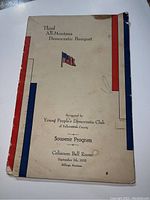 Front cover of the 1935 Democratic Banquet souvenir program showing the event title, sponsor Young People's Democratic Club of Yellowstone County, date and location.