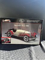 Front view of the box displaying the 1929 Mercedes Benz SSK model kit with detailed car image.