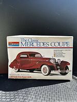 Front of Monogram The Classic Mercedes Coupe model kit box featuring image of 1936 Mercedes 540K Coupe model car.