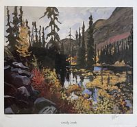 Full view of the limited edition print titled "Grizzly Creek" showing a natural creek landscape in autumn colors.