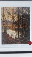 Close-up photo of the print showing 'Northern River' signature, edition number 363/695, and wax certification seal in bottom right corner