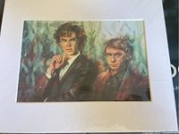 Framed art print of Sherlock Holmes and Dr John Watson characters.