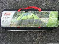 Photo of the Coleman tent carry bag showing branding and tent image with specifications