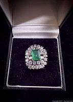 Top-down view of ring in presentation box