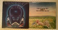 Front covers of Journey 'Frontiers' and The Moody Blues 'Voices in the Sky' LP albums side by side, showing album artwork and condition.
