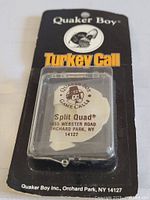 Photo of new Quaker Boy Split Quad turkey call in factory packaging.