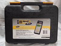 Closed hard carrying case with label describing Smart Sensor Pro+ TPMS Programming/Activation Tool 17-144 including features like TPMS diagnostics, wake-up of sensors, programming, cloning sensor IDs, OBDII compatibility, and updateability.