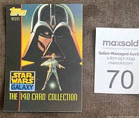 Front cover of the 140 card collection checklist and info booklet for the 1993 Star Wars Galaxy set by Topps, showing iconic Darth Vader and Luke Skywalker art.