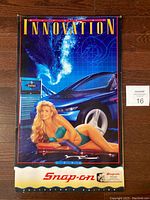 Front of the Snap-On Tools 1993 calendar, showing cover image with a model, a sporty car, and Snap-On tools.
