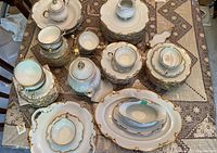 Overview of entire china lot arranged on table