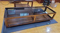 Rectangular wood frame with dual inset glass panels viewed from above
