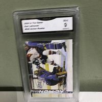Front of the graded Kari Lehtonen hockey card showing player action image and GMA Mint 9 label