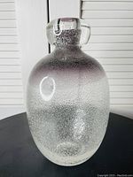 Front view of a tall glass vase with a textured bubble pattern inside the glass body and a wide flared neck.