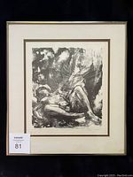 Framed lithograph print 'Dream' showing overall condition and framing.