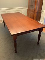Oblique front view of table top and left side