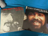 Front covers of two vinyl albums: Dutch Mason Blues Band and James 'Sparky' Rucker.