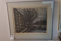 Front view of Bernard Buffet framed print showing cityscape scene in monochrome.
