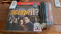 Board game Twilight Scene It? Deluxe DVD Game set with Twilight movie characters on box cover.