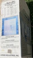 Photo of label on Shower Veil box with door panel and color options for trackless tub doors