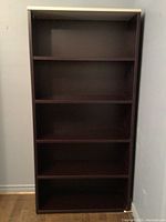 Front view of the 5-shelf open bookcase showing all shelves and overall structure.