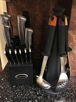 Cuisinart knife block with six knives on counter