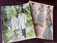 Cover and interior page of the 1964 Eaton's catalog showing a couple in coats and dresses.