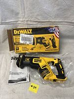 Original DeWALT yellow box showing model number DCS367B, 20V brushless, XR series graphics