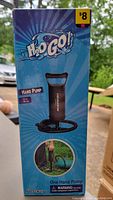 Front view of the H2O GO! hand pump box showing product image and branding.