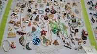 Overhead shot of entire assortment spread on white cloth