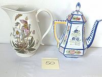 Both ceramic pieces side by side with a note showing number 50; showing overall look and style