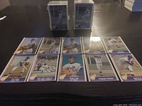 Display of 10 Nolan Ryan baseball cards from 1991 with various action shots and descriptions, showing card fronts in near mint condition.