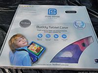 Front of packaging showing brand, product name, features and child-friendly design on box.