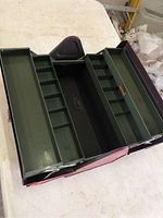 Open Kennedy tool box showing fold-out trays and compartments
