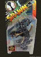 Front view of Mcfarlane Ultra Action Figures Spawn Series 7 Scourge action figure in blister packaging, showing figure details and branding.