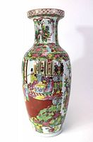 Front view showing detailed hand-painted scene with five Geishas and floral motifs in vibrant colors.