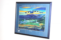 Framed lithograph with blue frame, showing the USAFA and air transport planes