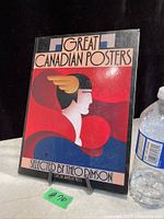 Photo of the front hardcover of the vintage book titled 'Great Canadian Posters' with colorful modernist artwork on the cover.