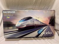 Box front showing Bachmann Spectrum Acela Express artwork and branding