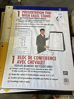 Photo of sealed Presentation Pad with Easel Stand showing product labeling and features.