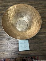 Top view of bowl showing the hammered texture inside the bowl.