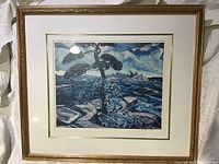 Overall view of the framed print showing the entire artwork and frame condition.
