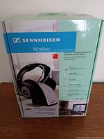 Front view of the Sennheiser RS 136 wireless headphones box showing branding and features