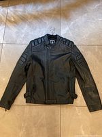Full front view of the G-Star Raw black leather motorcycle jacket