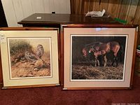 Two framed prints side by side with visible details and framing.