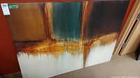 Front view of frameless abstract art painting showing full piece including color and texture details.