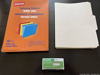 Box of Staples hanging folders in assorted colors, 10 letter size folders