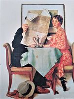 Front view of the Norman Rockwell mounted print showing a man and woman at a breakfast table.