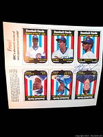 Front of the uncut sheet showing six rookie cards, including Ken Griffey Jr., Jerome Walton, Jaime Navarro, with visible text 'Free! BBCE's several series of very special insert cards!'.