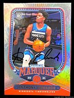 Front of 2020-21 Panini Marquee Anthony Edwards rookie card with autograph.